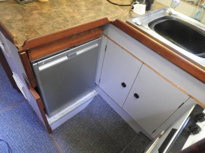 galley sink and cupbboards