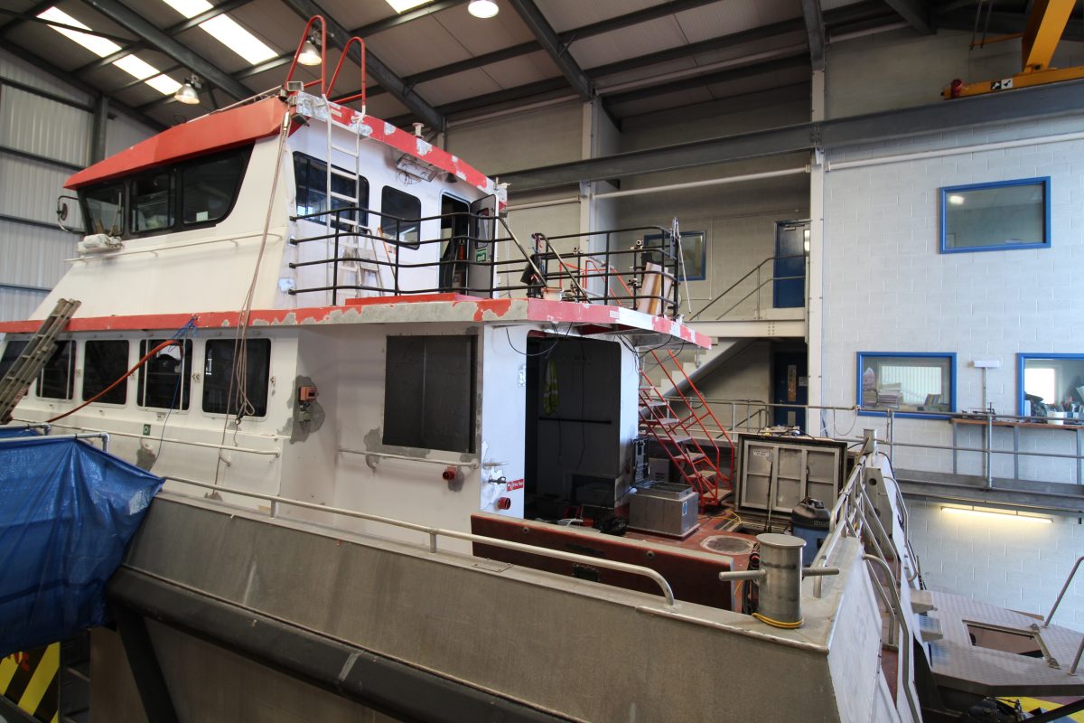 Port view of upper deck railings