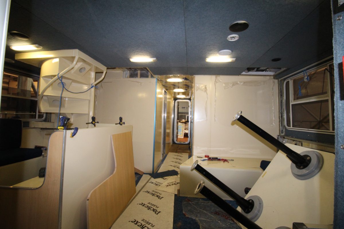 Interior ceiling fitted and covered